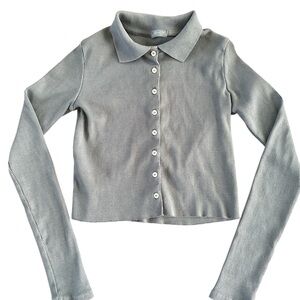 Brandy Melville John Galt Gray Ribbed Button-Up shirt